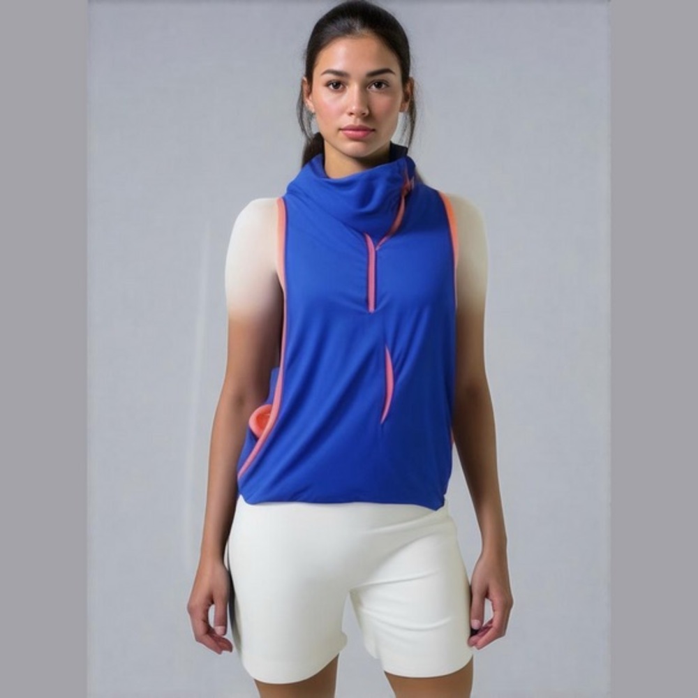 Y2K Body Glove Breathe blue zippered run vest womens size  L blue orange